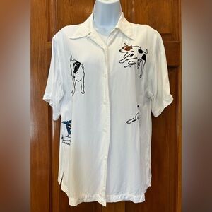 Express EUC Vintage 80s Embroidered Button-Down Shirt XS